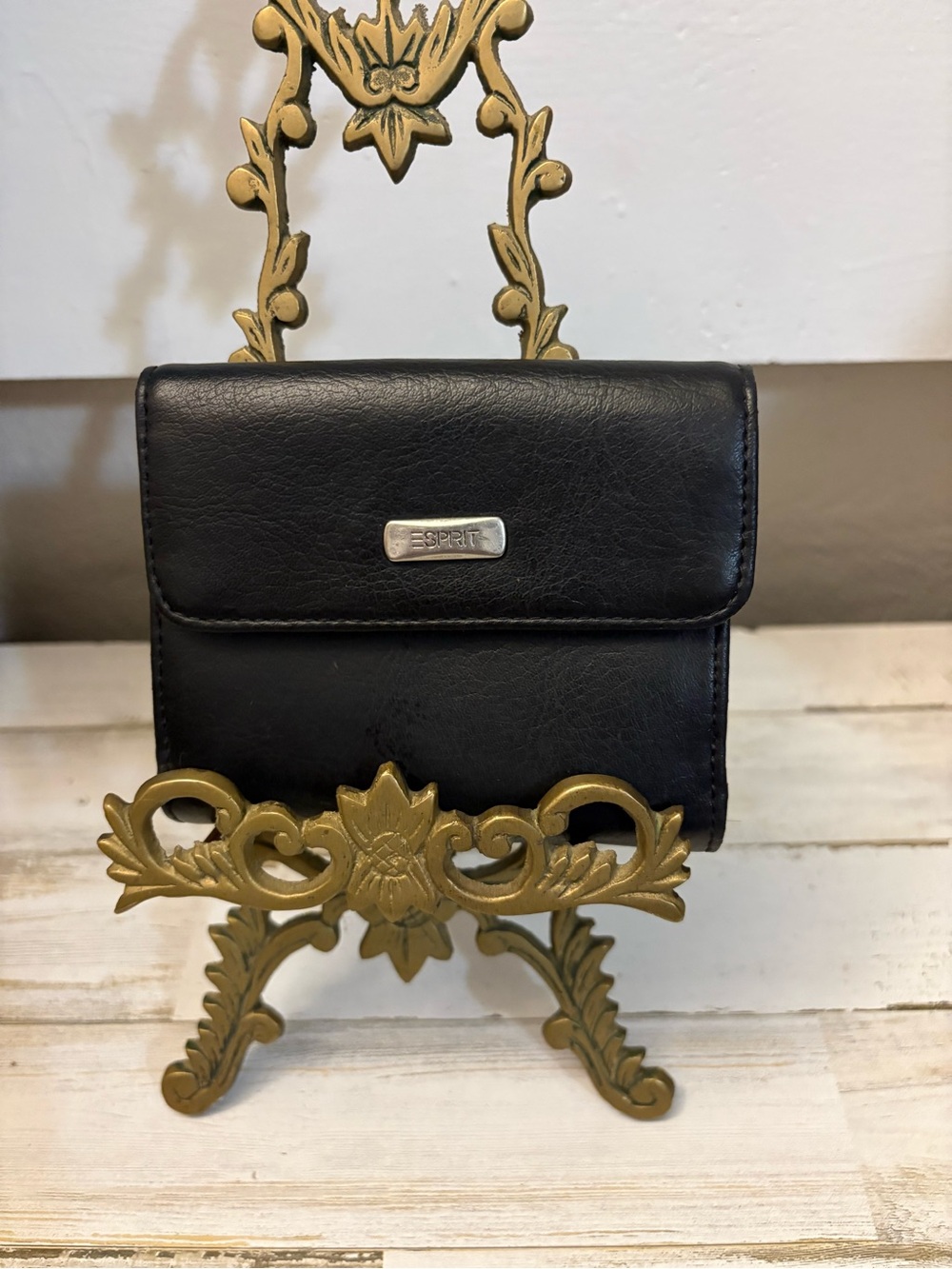 Esprit Black Leather Small Wallet Vintage